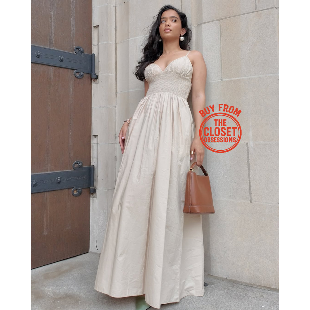 Zara NWT Beige Embroidered Cotton Maxi Dress M L - Picture 7 of 16